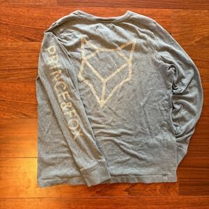 Y2K Prince & Fox Long Sleeve Graphic Pocket T-Shirt Gray Fox Spellout XS